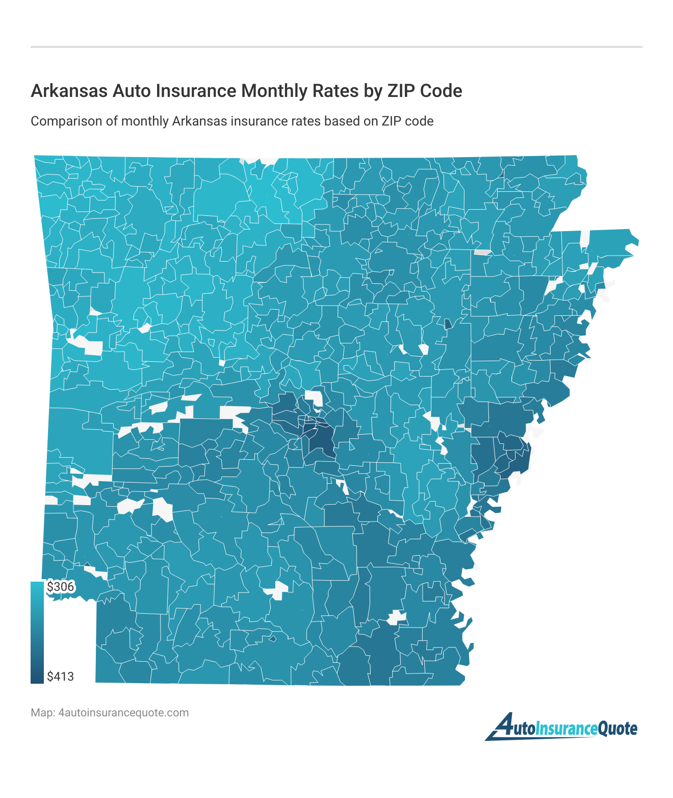 <h3>Arkansas Auto Insurance Monthly Rates by ZIP Code</h3>