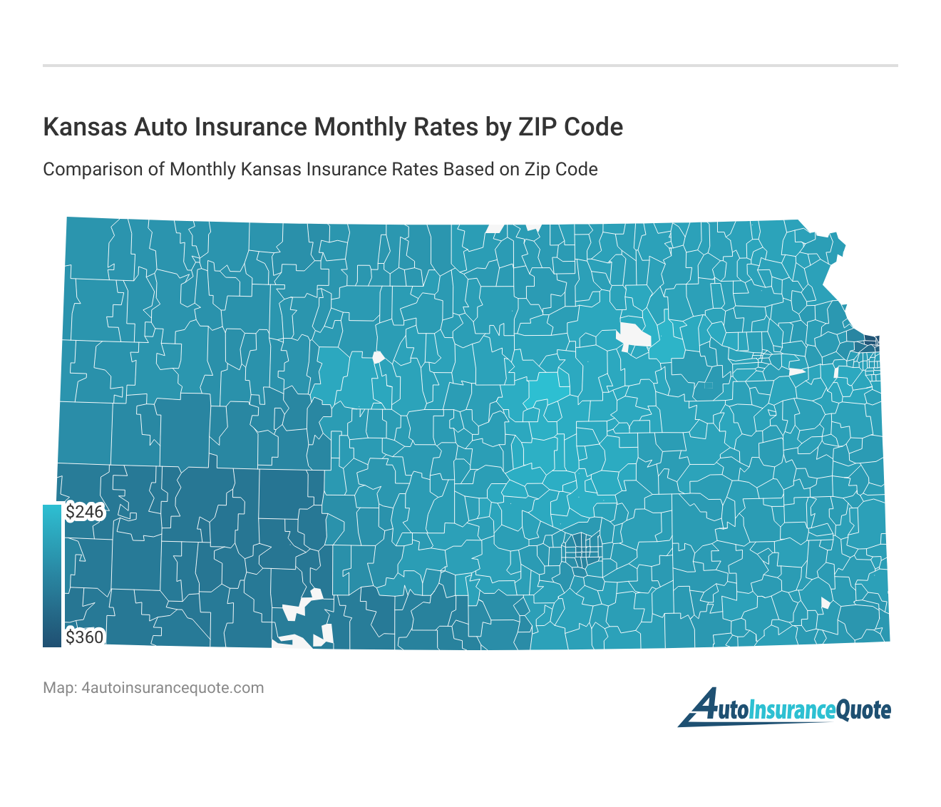 <h3>Kansas Auto Insurance Monthly Rates by ZIP Code</h3>