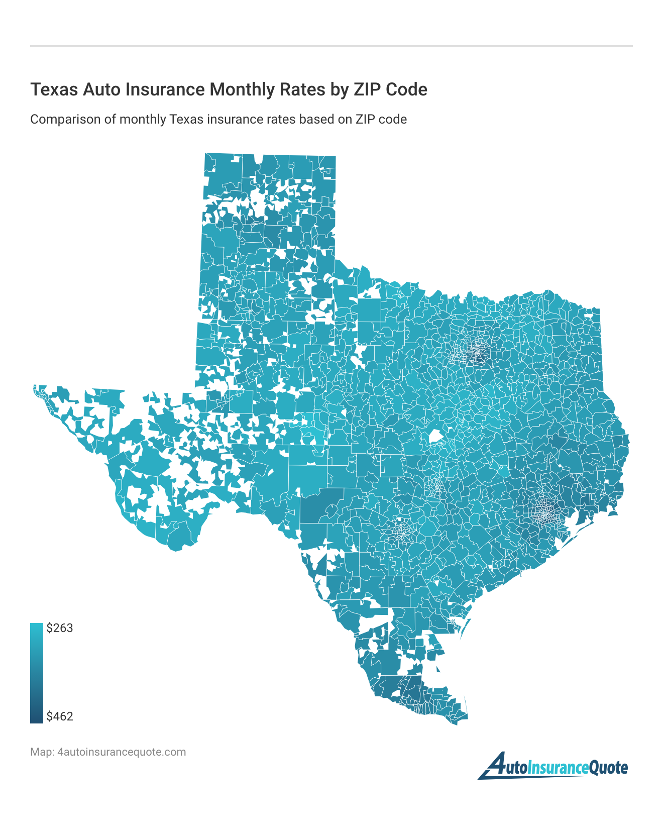 <h3>Texas Auto Insurance Monthly Rates by ZIP Code</h3>