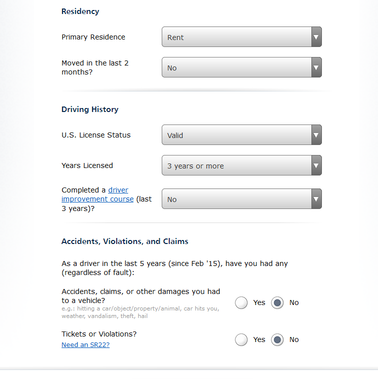 Progressive auto insurance quote residence information
