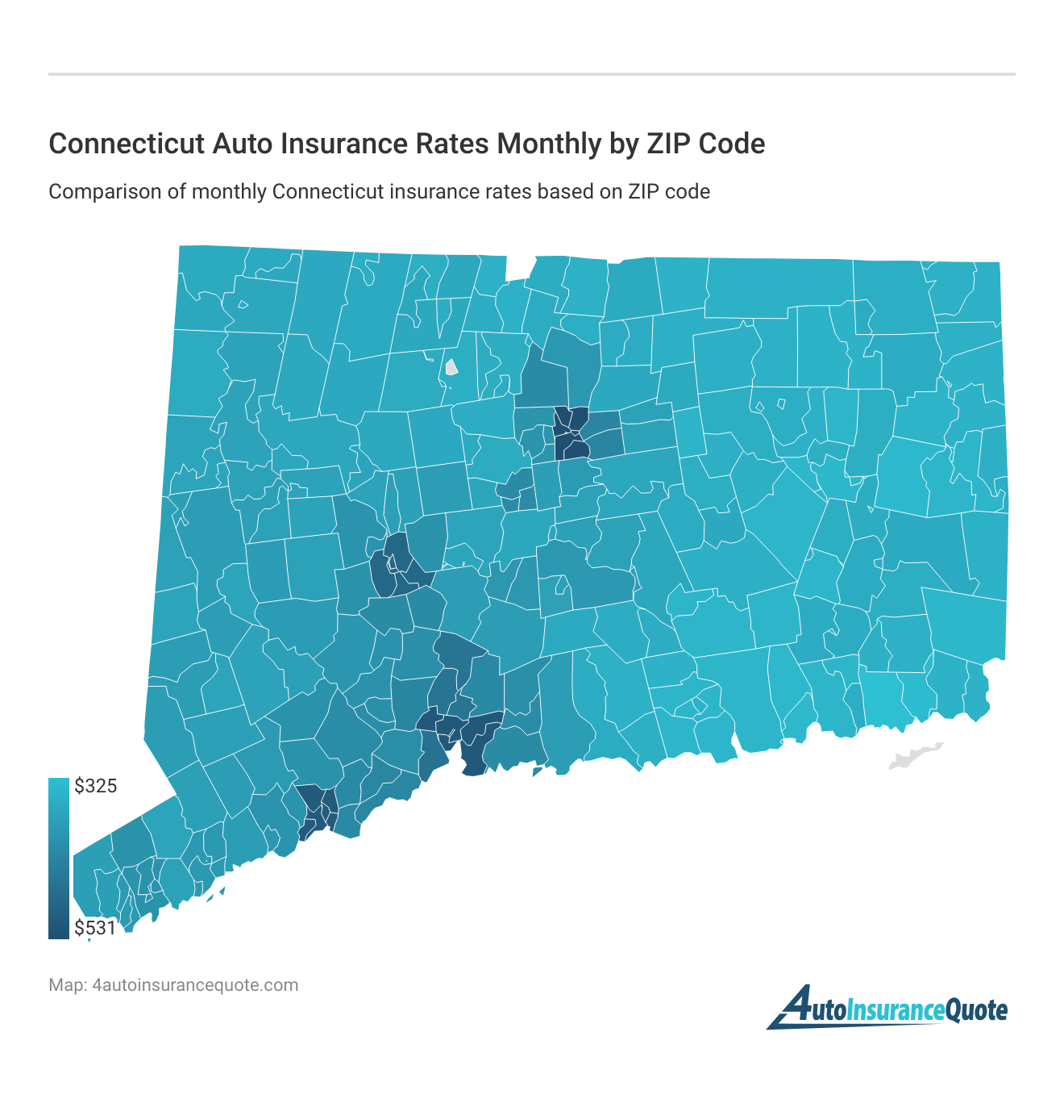 <h3>Connecticut Auto Insurance Rates Monthly by ZIP Code</h3>