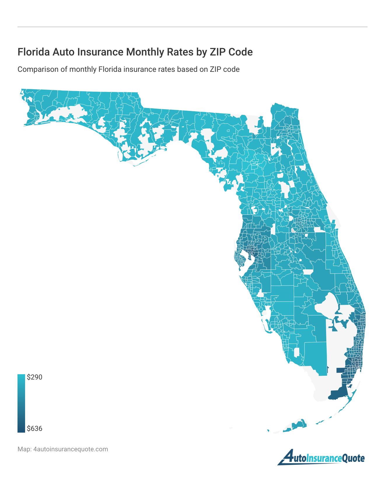<h3>Florida Auto Insurance Monthly Rates by ZIP Code</h3>
