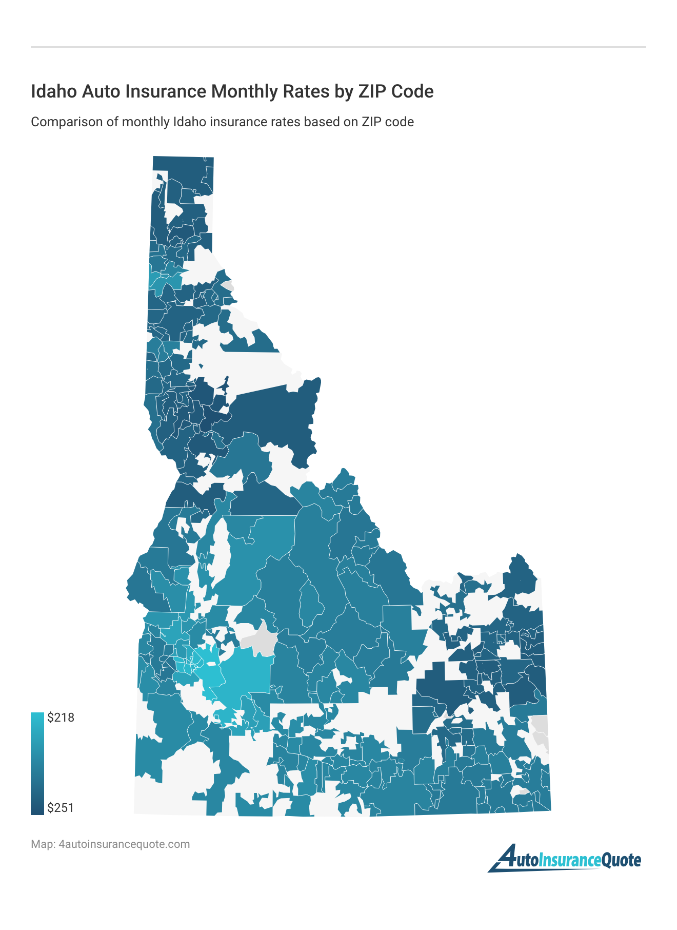 <h3>Idaho Auto Insurance Monthly Rates by ZIP Code</h3>