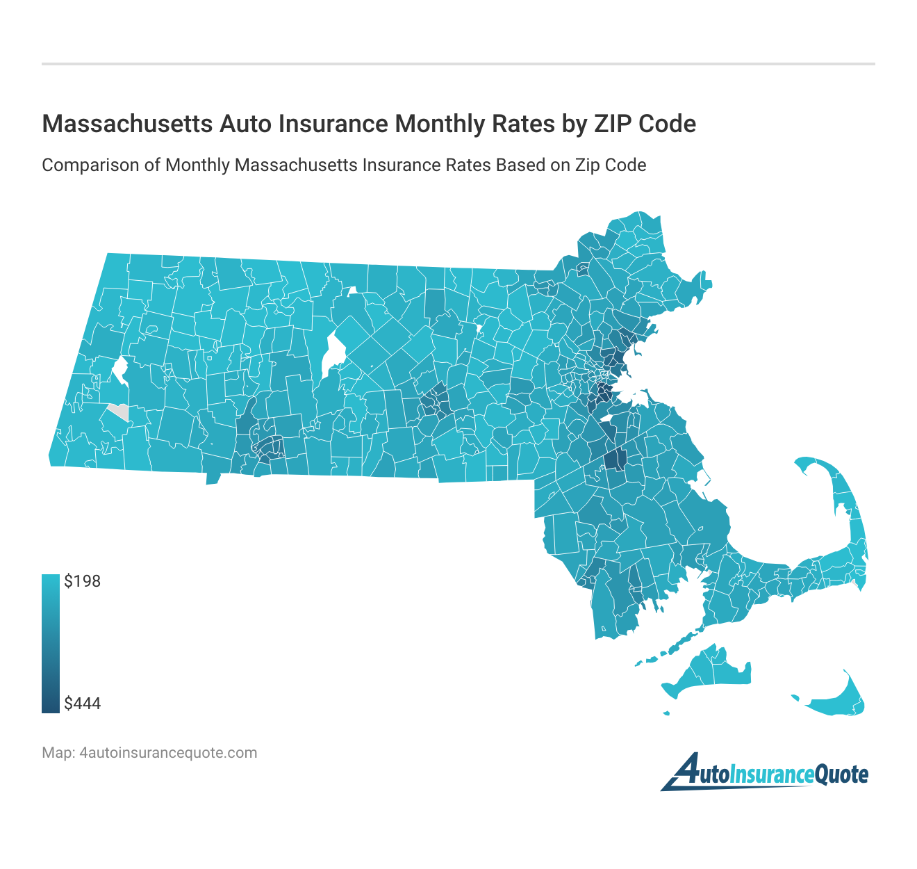 <h3>Massachusetts Auto Insurance Monthly Rates by ZIP Code</h3>