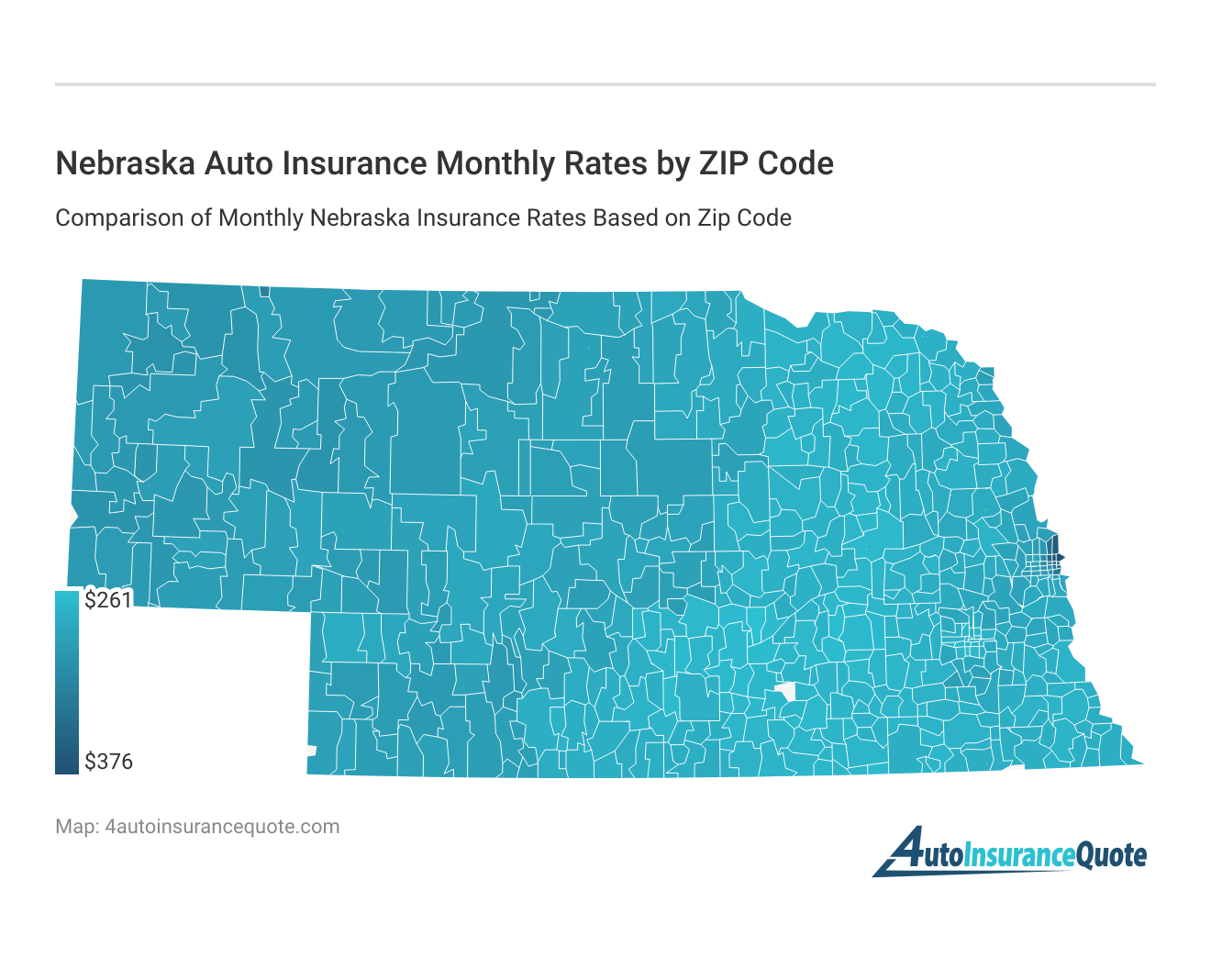 <h3>Nebraska Auto Insurance Monthly Rates by ZIP Code</h3>