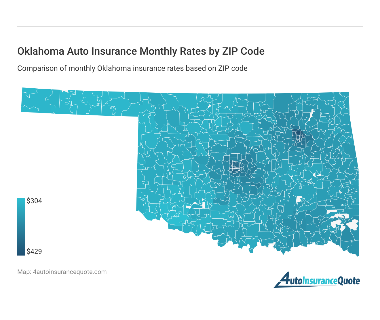<h3>Oklahoma Auto Insurance Monthly Rates by ZIP Code</h3>