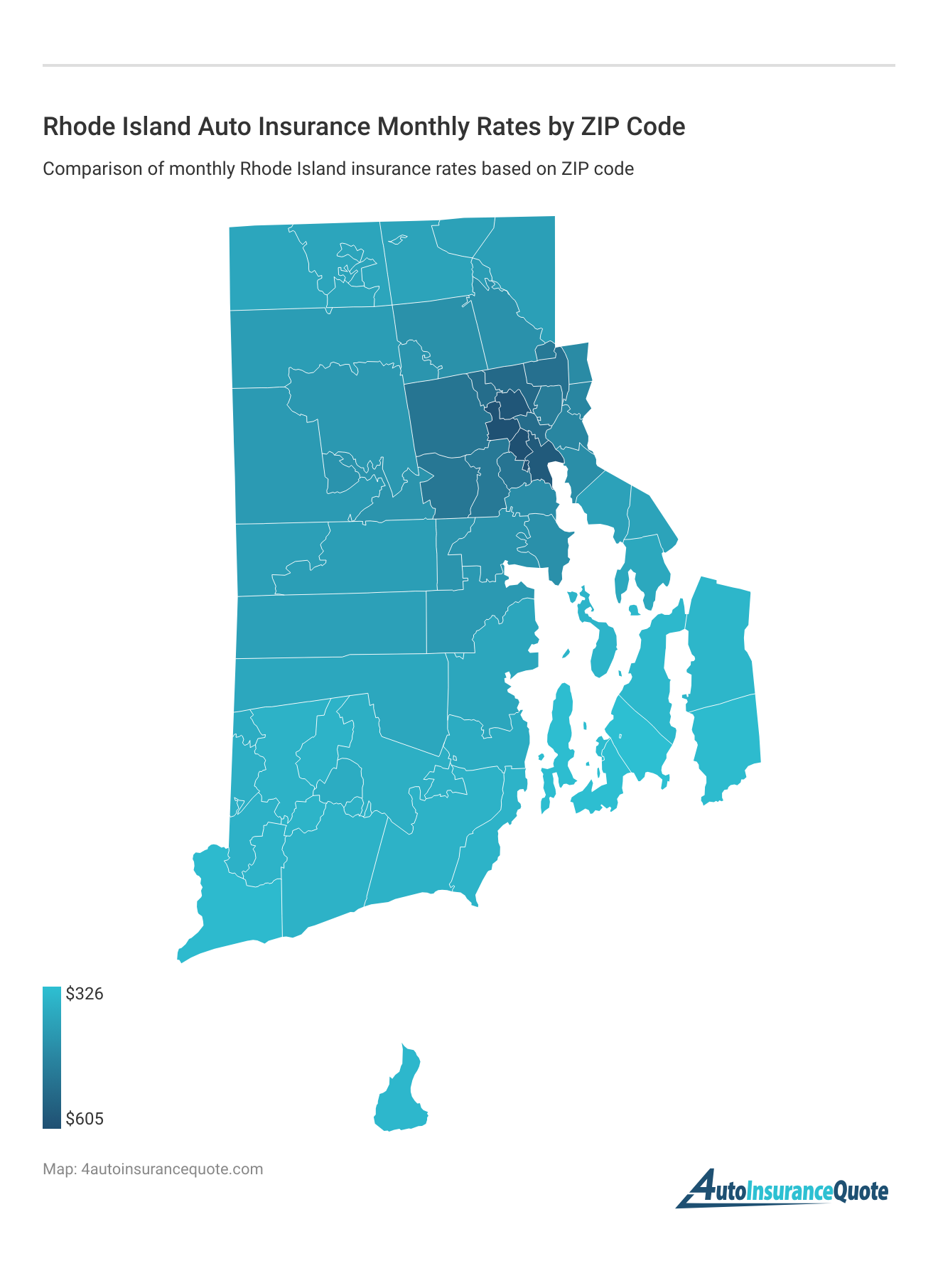 <h3>Rhode Island Auto Insurance Monthly Rates by ZIP Code</h3>