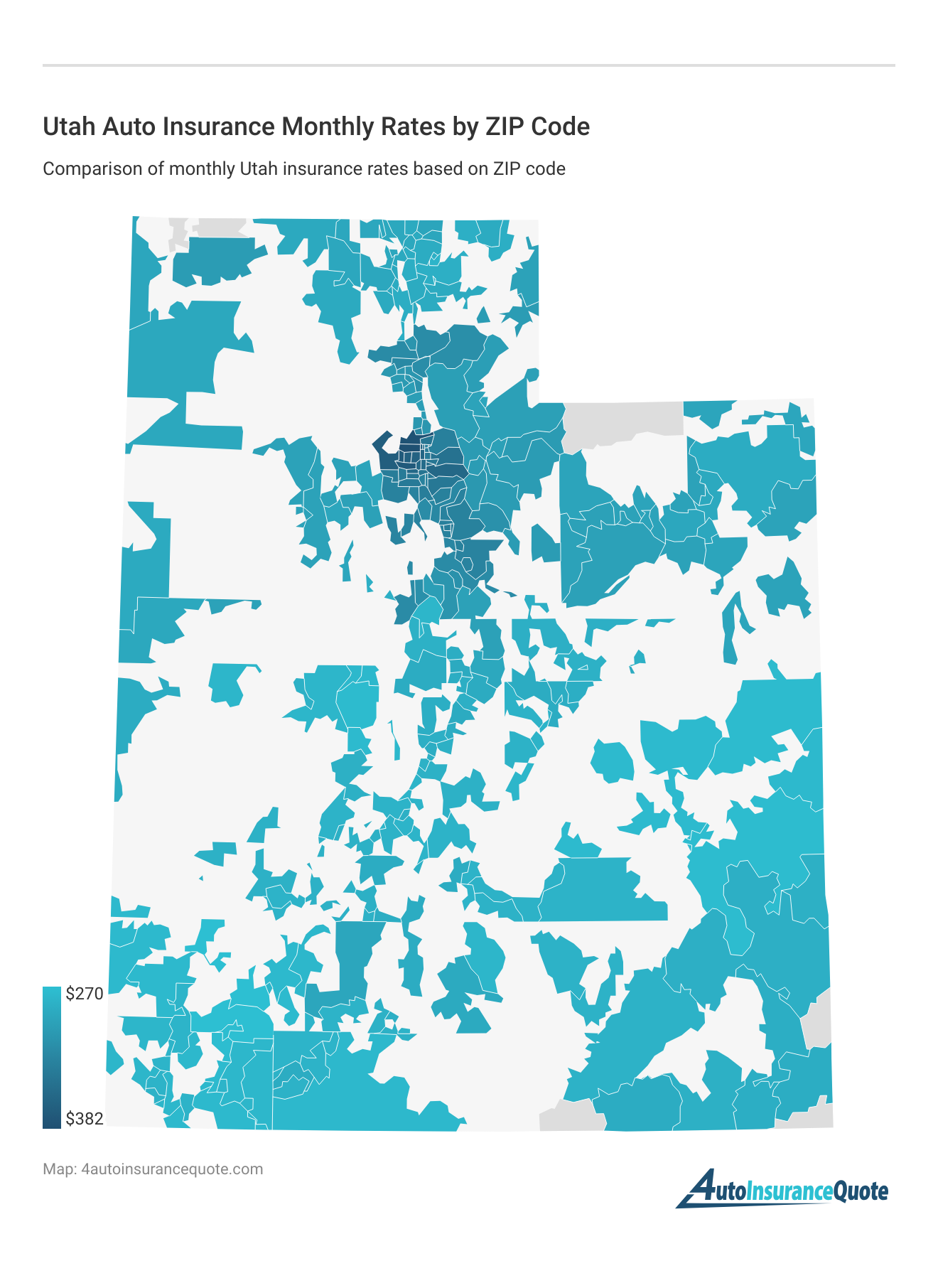 <h3>Utah Auto Insurance Monthly Rates by ZIP Code</h3>