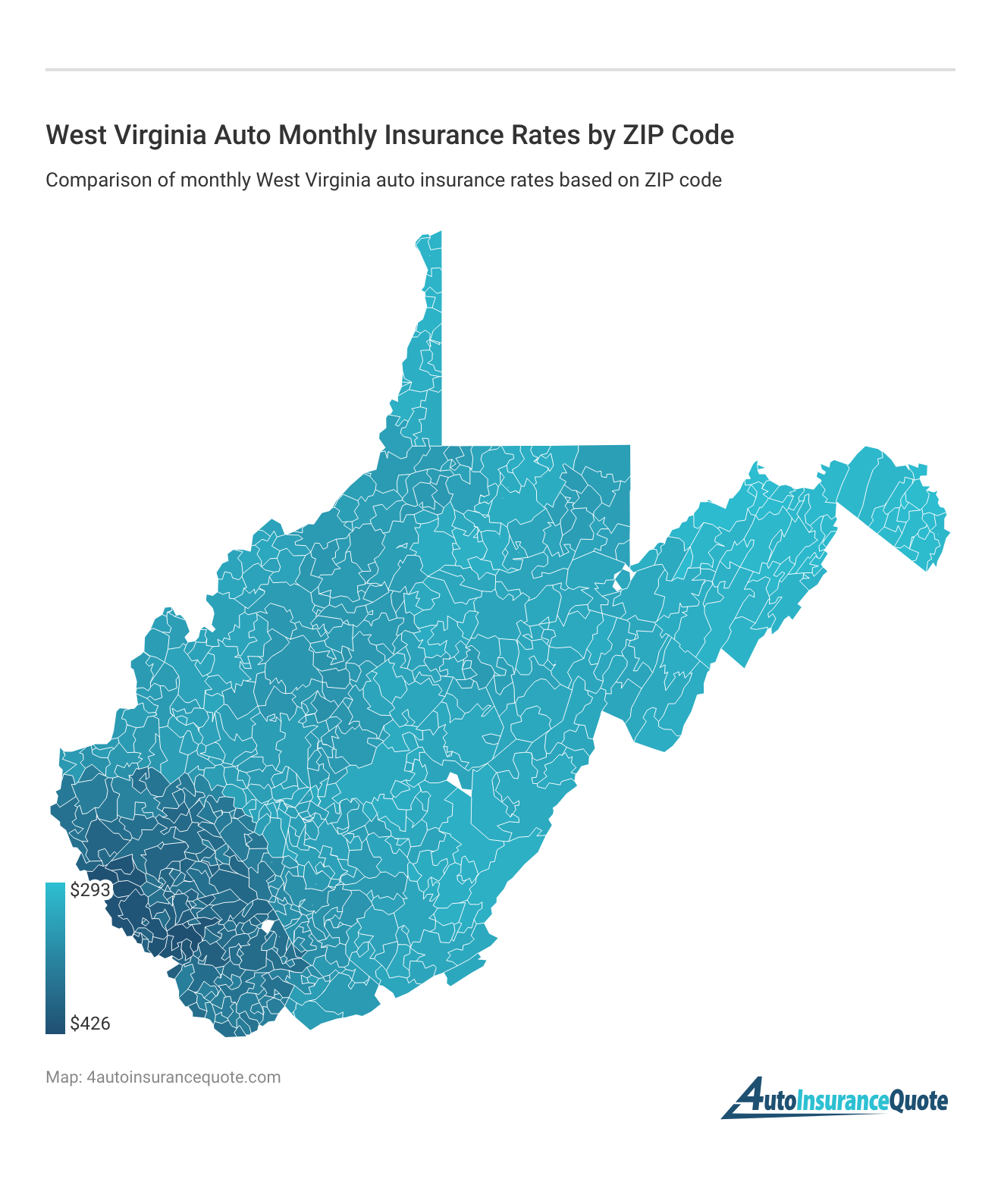 <h3>West Virginia Auto Monthly Insurance Rates by ZIP Code</h3>