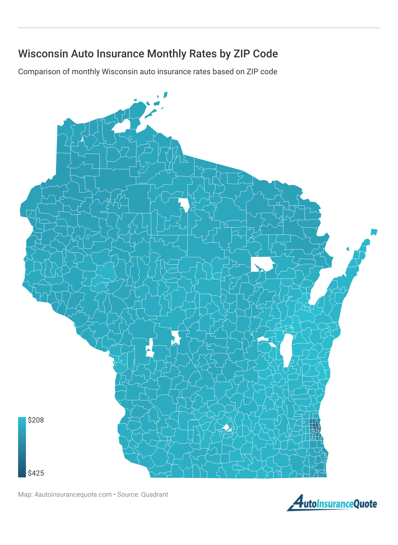 <h3>Wisconsin Auto Insurance Monthly Rates by ZIP Code</h3>