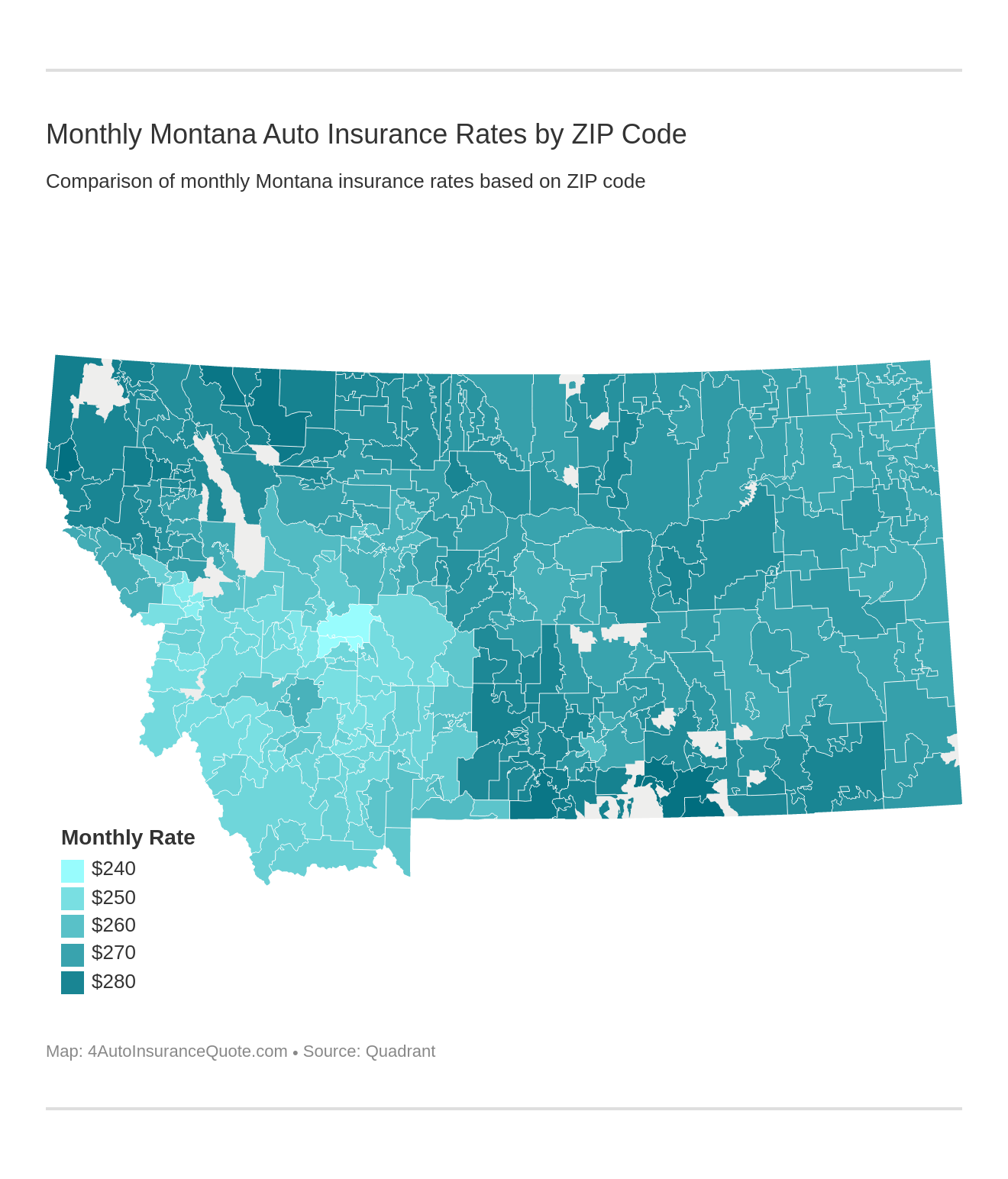 Monthly Montana Auto Insurance Rates by ZIP Code